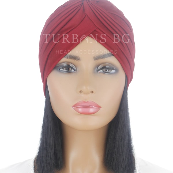 Turban | Kopftuch | Turban Weinrot | Chemo Mütze | Eleganter Turban | Alopezie Mütze | Turban für Frauen | Arabische Muslimische Frau Hut | Strand-Hut