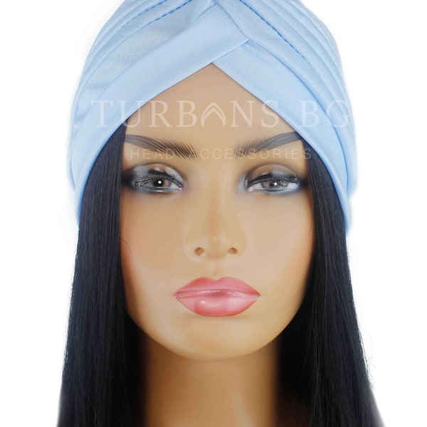 Turban | Kopftuch | Baby Blau Turban | Chemo Mütze | Eleganter Blauer Turban | Alopezie Mütze | Turban für Frauen | Arabische Muslimische Frau Hut | Strand-Hut