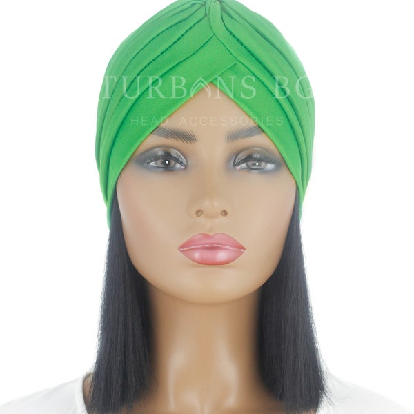 Turban | Kopftuch | Grüner Turban | Chemo Mütze | Eleganter Turban | Alopezie Mütze | Turban für Frauen | Arabische Muslimische Frau Hut | Strand-Hut