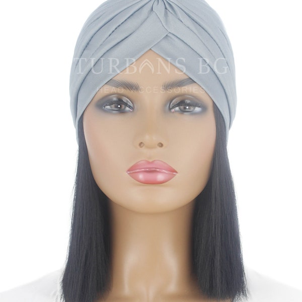 Turban | Kopftuch | Grauer Turban | Chemo Mütze | Eleganter Turban | Alopezie Mütze | Turban für Frauen | Arabische Muslimische Frau Hut | Strand-Hut