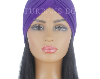 Turban | Headwrap | Purple Turban | Chemo hat | Elegant turban | Alopecia cap | Turban for women | Arab Muslim Woman hat | Beach Hat