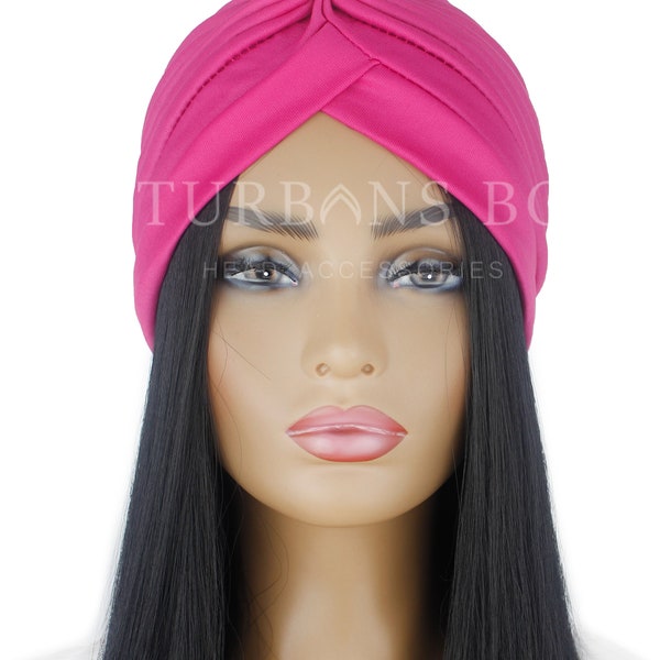 Turban | Kopftuch | Hot Pink Turban | Chemo Mütze | Eleganter Turban | Alopezie Mütze | Turban für Frauen | Arabische Muslimische Frau Hut | Strand-Hut