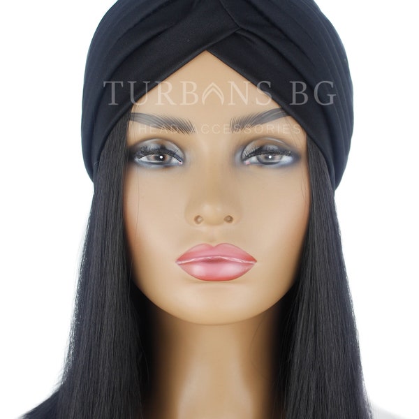 Turban | Kopftuch | Turban schwarz | Chemo Mütze | Eleganter Turban | Alopezie Mütze | Turban für Frauen | Arabische Muslimische Frau Hut | Strand-Hut