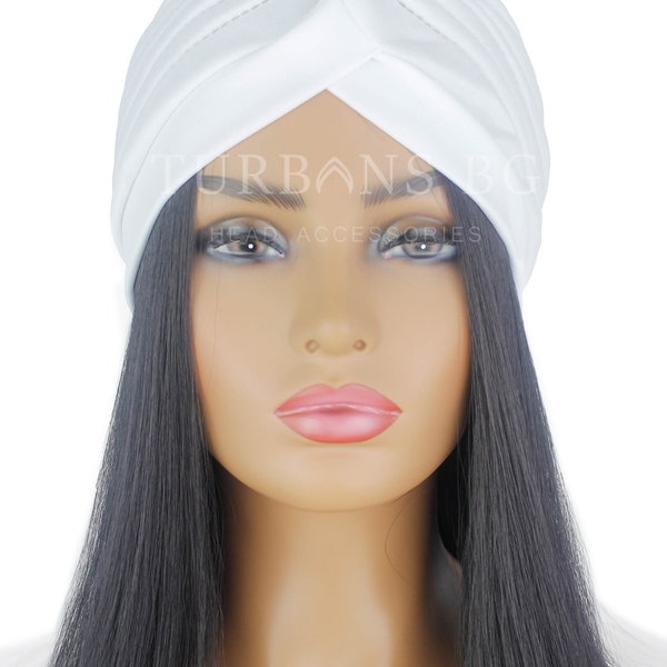 Turban | Kopftuch | Weißer Turban | Chemo Mütze | eleganter weißer Turban | Alopezie Mütze | Turban für Frauen | Arabische Muslimische Frau Hut | Strand-Hut