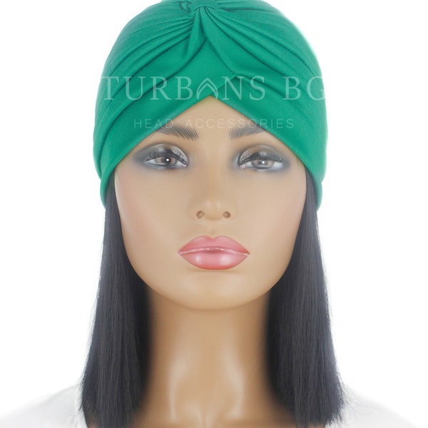 Turban | Kopftuch | Grasgrüner Turban | Chemo Mütze | Eleganter Turban | Alopezie Mütze | Turban für Frauen | Arabische Muslimische Frau Hut | Strand-Hut