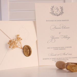 Invito a nozze europeo di lusso - stampato in offset con sigillo di cera e gesso essiccato, invito di fidanzamento elegantemente avvolto, giorno speciale elegante