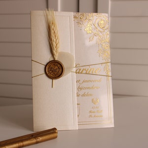 Cartão de convite branco e dourado, convite de casamento com iniciais personalizadas, convite com letras e acrílico transparente, convite especial