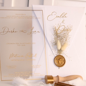 Elegante invitación de plexiglás de hielo: sobre dentado personalizado con estampado de lámina de algodón plateado o dorado, ideal para bodas e invitaciones de gala