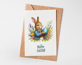 Easter bunny card, easter card for kids, happy easter, watercolor easter, easter, cute easter card, funny easter card, easter greeting cards