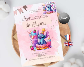 Invitación de cumpleaños de puntada, tarjeta de invitación de puntada editable personalizable, cumpleaños de puntada cumpleaños infantil imprimible