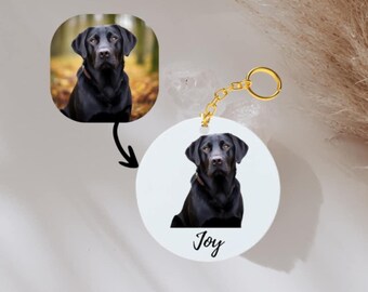 Personalized pet keychain dog portrait keychain cat portrait customizable keychain with animal