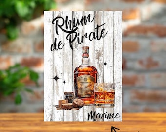 metal plate Rhum first name personalized metal sign Bar Rhum Pirate kitchen sign alcohol sign industrial decoration funny gift