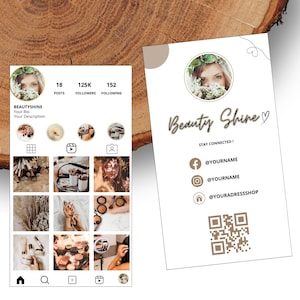 Cartes de Visite Instagram Personnalisées Simples ,Holographiques , cartes professionnelles personnalisable carte de visite réseaux sociaux