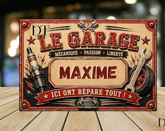 Personalized vintage metal workshop sign, garage sign, wall decoration, car enthusiast, personalized sign, gift for an automotive fan