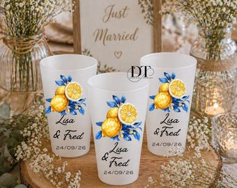 Personalized cups for weddings, baptisms, birthdays, eco-friendly wedding cups, customizable wedding cups, guest favors, personalized table decorations