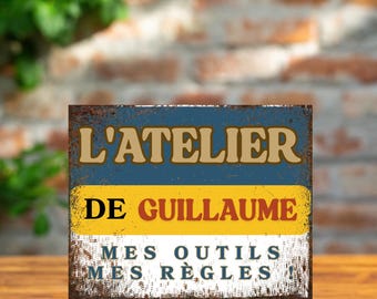 Vintage metal plaque personalized workshop, garage sign wall decoration car enthusiast personalized plaque car fan gift