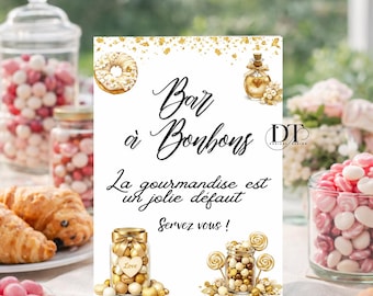 Personalized A4 Candy Bar Sign – Chic Wedding Candy Bar – Customizable Candy Bar Wedding Decoration Sign, Wedding Poster