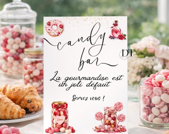 Personalized A4 Candy Bar Sign – Chic Wedding Candy Bar – Customizable Candy Bar Wedding Decoration Sign, Wedding Poster