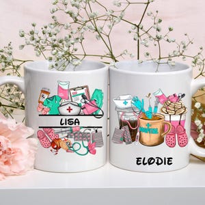 Mok verzorger aanpasbare beker, verzorger geschenkbeker gepersonaliseerde voornaam vroedvrouw, As keramische mok verzorger