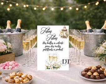 Wedding Sign Champagne Bar – Chic Wedding Decoration – Customizable Wedding Poster Champagne Bar Candy Wedding Decoration