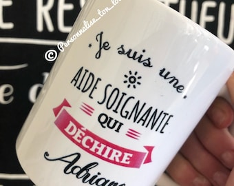 Mug cup nursing assistant, nurse who rocks, customizable first name of your choice, doctor mug nursing assistant, nursing staff gift