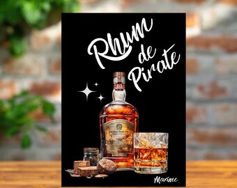 metal plate Rhum first name personalized metal sign Bar Rhum Pirate kitchen sign alcohol sign industrial decoration funny gift