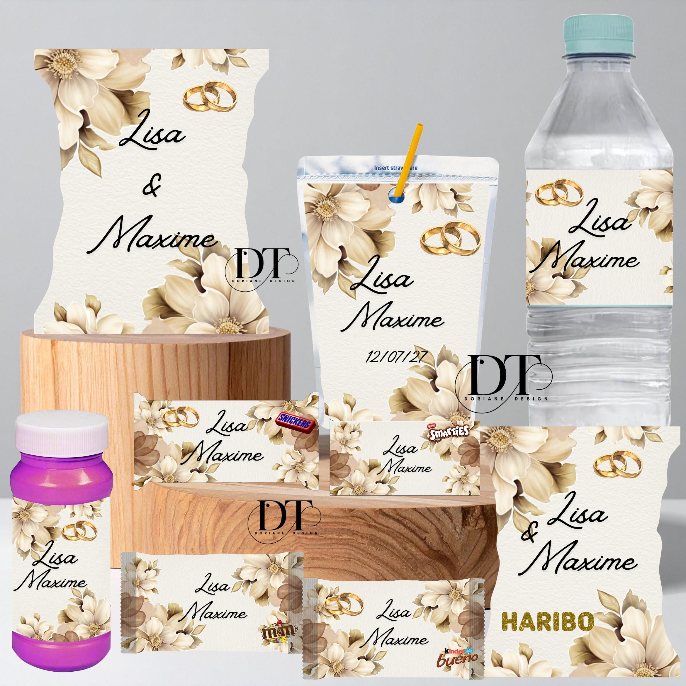 Personalized Floral Wedding Candy Packaging | Custom Wedding Candy Bar ...