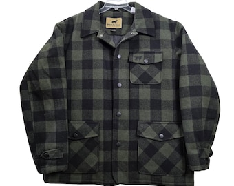 Vtg 60s Pendleton Green & Black Plaid Wool Mackinaw Cruiser Jacket