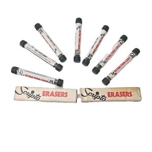 Vintage Scripto F350 & F370 Ultra Thin Lead Pencil Refill Set of 7 Plus Erasers!