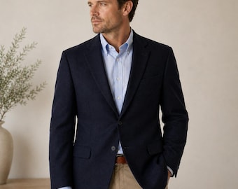 Vintage Camel Hair Blazer Mens 43R Navy Classic Preppy Business Office Heritage