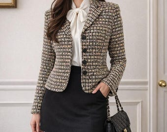 Harris Wallace New York Tweed Boucle Blazer Jacket Size 8 Blair Waldorf Gossip