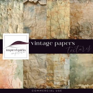 Vintage Paper Textures, Scrapbook Paper, Printable Ephemera, Paper Craft, Torn Page Backgrounds, Worn Junk Journal Pages, Rustic Backdrop