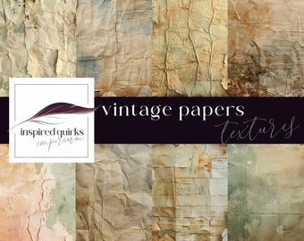 Vintage Paper Textures, Scrapbook Paper, Printable Ephemera, Paper Craft, Torn Page Backgrounds, Worn Junk Journal Pages, Rustic Backdrop