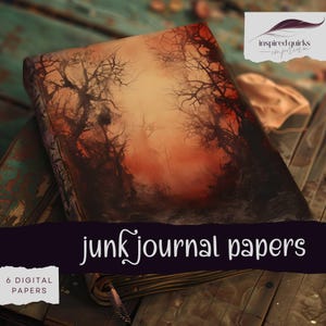 Dark Forest Junk Journal, Vintage Magic Digital Journal Paper, Woodland Printable Ephemera, Dark Fantasy Scrapbooking, Mystical Collage Page