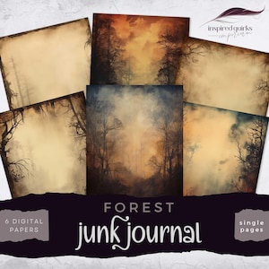 Dark Forest Junk Journal, Vintage Magic Digital Journal Paper, Woodland Printable Ephemera, Dark Fantasy Scrapbooking, Mystical Collage Page