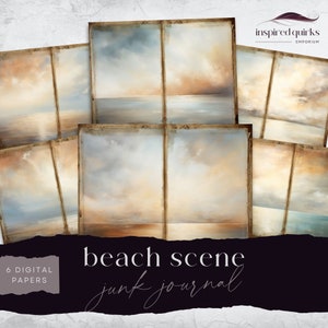 Beach Junk Journal Pages, Vintage Seashore, Seaside 6 Digital Journal Paper, Printable Ephemera, Coastal Paper Craft, Collage Sheet 11 x 8.5
