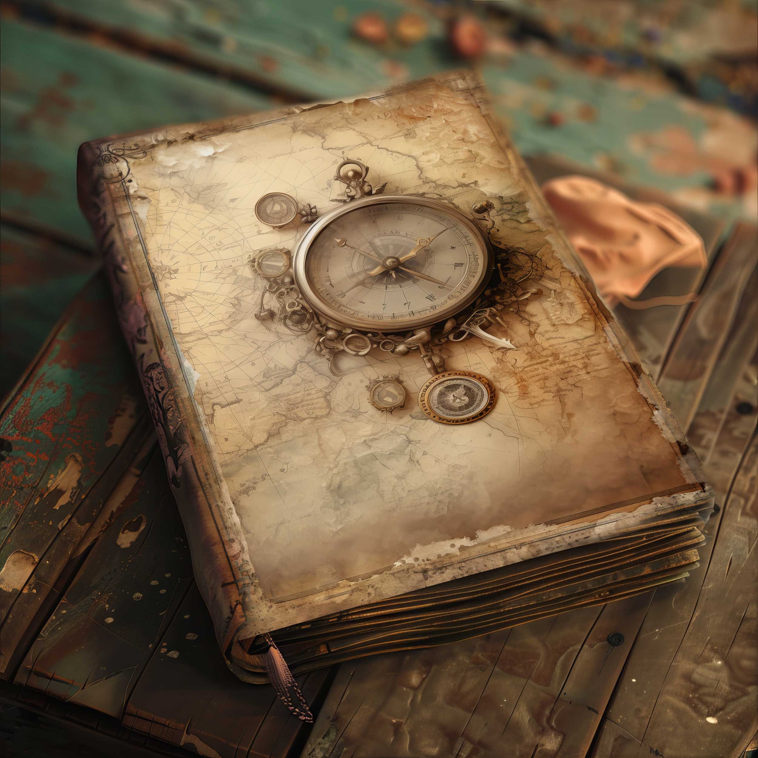 Printable Map Junk Journal, Vintage Compass Background, 6 Digital ...