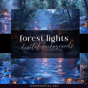Fantasy Forest Backdrop, Magical Background, Woodland Overlay, Enchanted Junk Journal, Forest Lights Textures, Mystical Junk Journal Pages