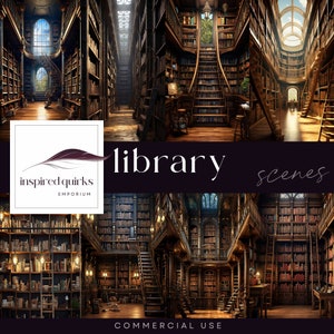 Library Digital Backdrop, Bookcase Background, Bookish Overlay, Librarian Illustrations, Book Junk Journal, Photoshop School Scene