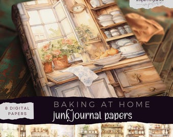 Vintage Baking Junk Journal Pages, Food Digital Journal Paper, Cooking Printable Ephemera, Kitchen Scrapbooking, Recipe Collage Pages