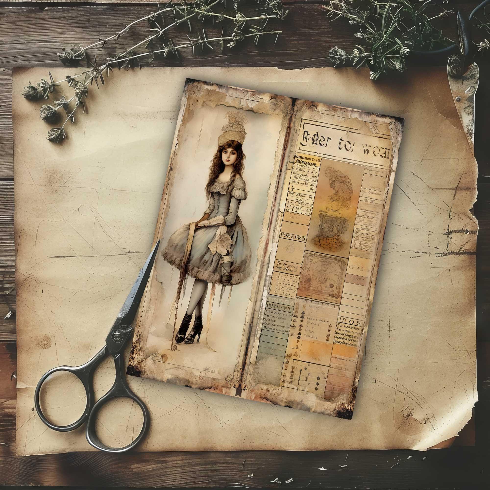 Tall and Skinny Junk Journal Printables, Vintage People Page, Digital ...