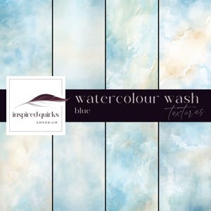 Textures de lavages aquarelle bleu, fond de ciel pour usage commercial, papiers de scrapbooking JPG pastel, téléchargement numérique, pages de journal indésirable