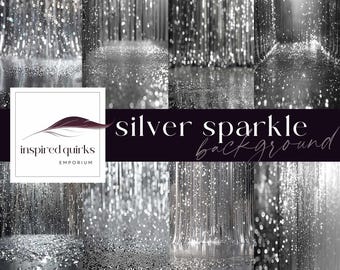 Silver Foil Backdrop, Silver Sparkles Digital Background, Sequin Overlay, Photoshop Texture, Metallic Rain Illustration, Party Junk Journal
