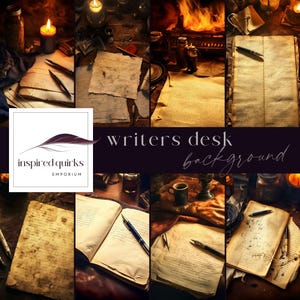 Writers Desk Junk Journal, Mystery Scrapbooking Papers, DIGITAL DOWNLOAD, Vintage Torn Pages, Antique Grunge Authors Notes, Desk Flatlay