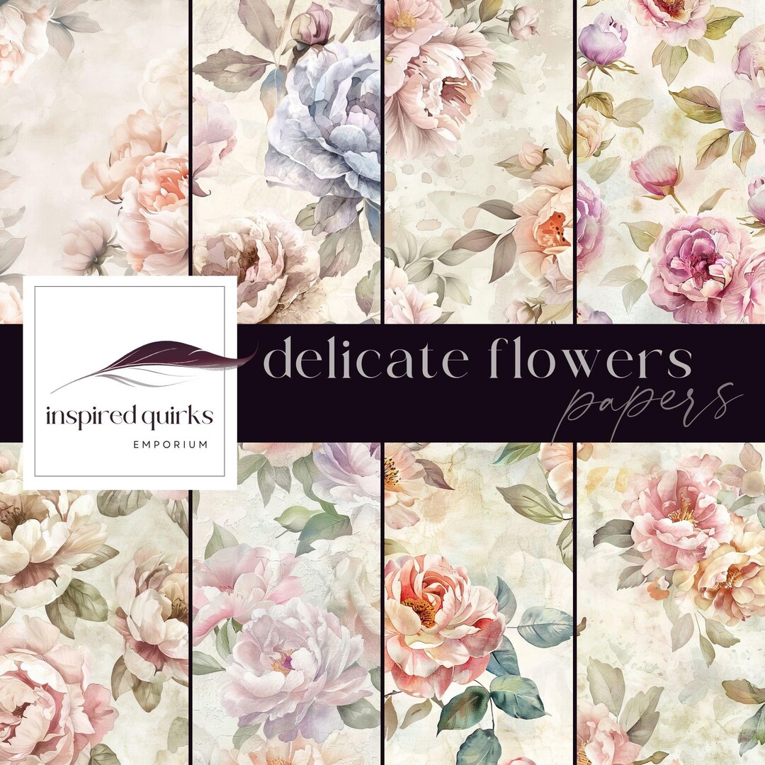Vintage Roses Digital Papers, Pastel Floral Pages, Digital Download ...