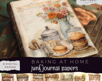 Vintage Baking Junk Journal Pages, Food Digital Journal Paper, Cooking Printable Ephemera, Kitchen Scrapbooking, Recipe Collage Pages