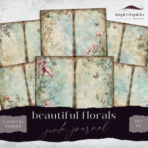 Spring Garden Junk Journal Pages, Vintage Floral 6 Digital Journal Paper, Printable Ephemera, Paper Craft, Collage Sheet 11 x 8.5, Scrapbook