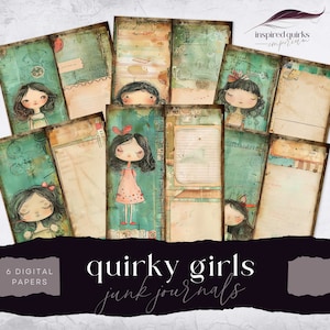 Quirky Paper Doll Page, Tall And Skinny Junk Journal Printables, Digital Papers, Whimsical Ephemera, Paper Craft, Collage Sheet 8.5 x 11