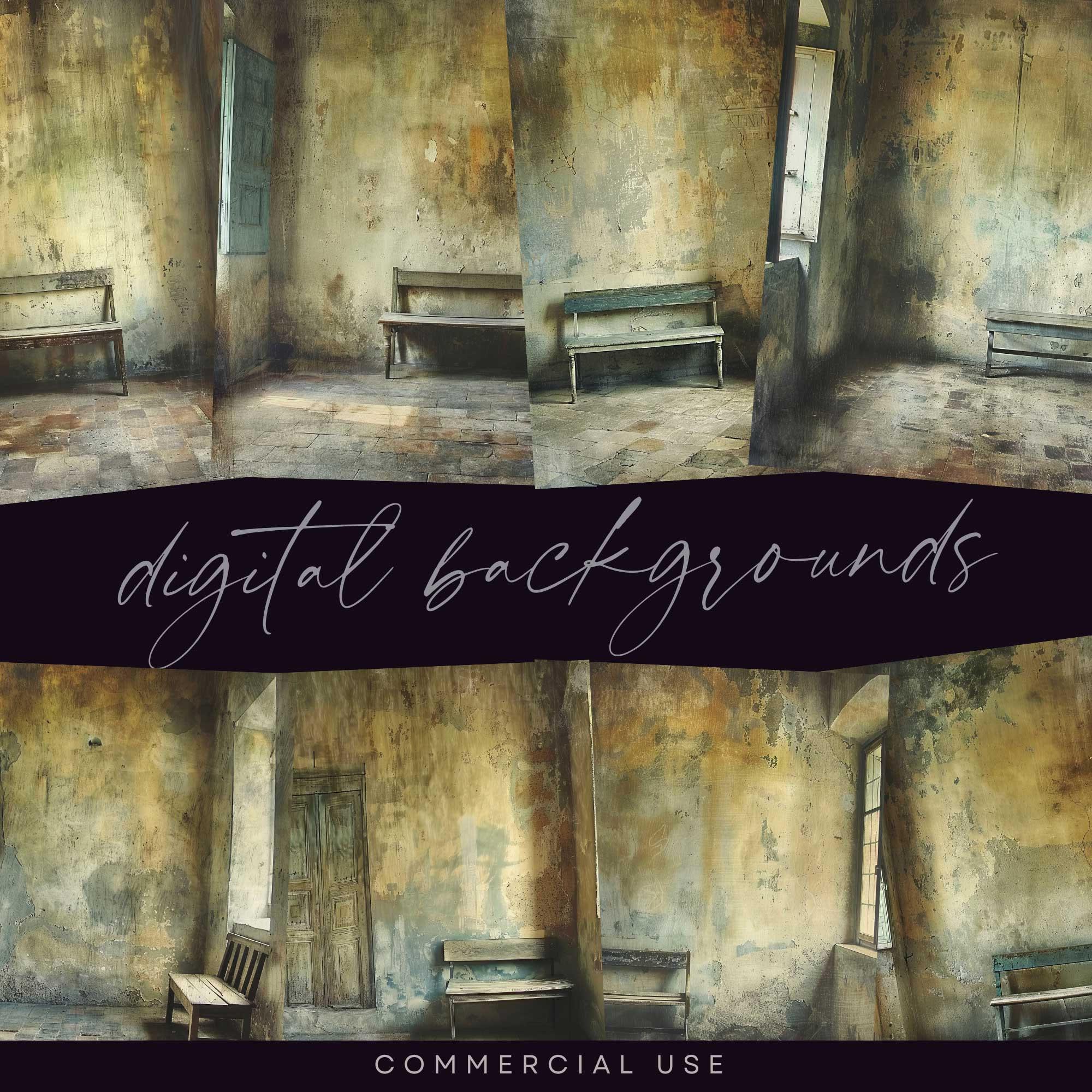 Grunge Bench Studio Backdrop, House Digital Background, Sunlight ...