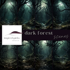 Dark Enchanted Forest Backdrop, Nature Background, Magical Woodland Overlay, Fantasy Junk Journal, Forest Path Textures, Junk Journal Pages